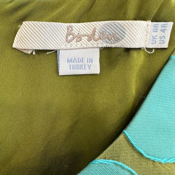 Boden Jacquard Green Teal Polka Dot Spot Dress - US 4 - Picture 11 of 14